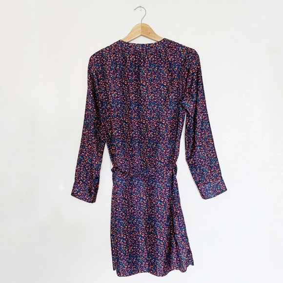 A.P.C. Rue Madame Paris Printed Silk Long Sleeve Shift Dress Size Large - Picture 2 of 6